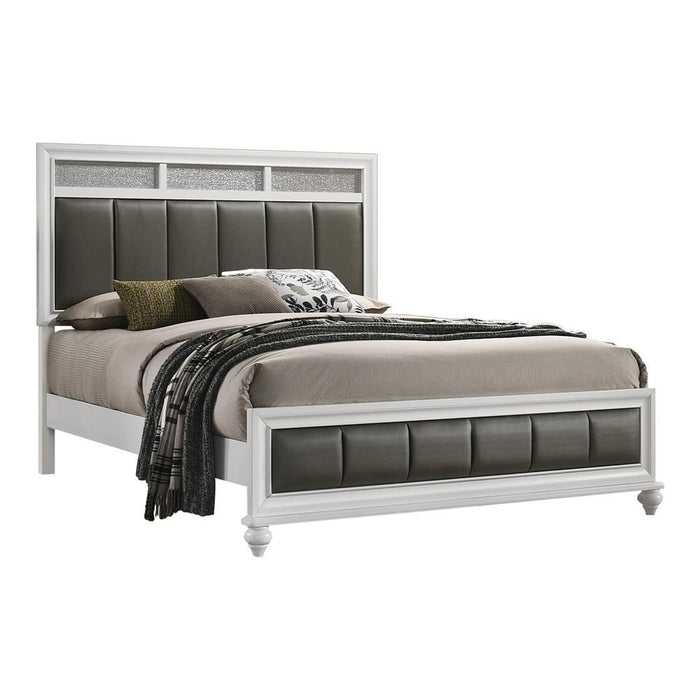 Barzini California King, E.King, & Queen Upholstered Panel Bed White - Visions in Furniture (La Mirada, CA)