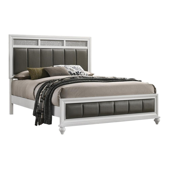 Barzini Eastern King Upholstered Panel Bed White - Visions in Furniture (La Mirada, CA)