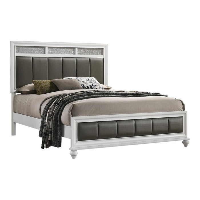 Barzini California King Upholstered Panel Bed White - Visions in Furniture (La Mirada, CA)