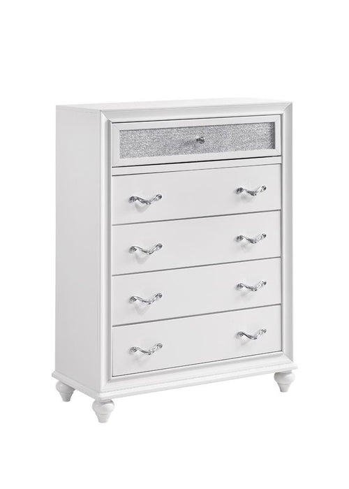 Barzini 5-drawer Chest White - Visions in Furniture (La Mirada, CA)