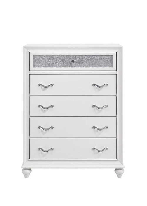 Barzini 5-drawer Chest White - Visions in Furniture (La Mirada, CA)