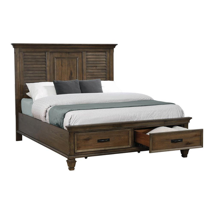 Franco Queen Storage Bed Burnished Oak - Visions in Furniture (La Mirada, CA)
