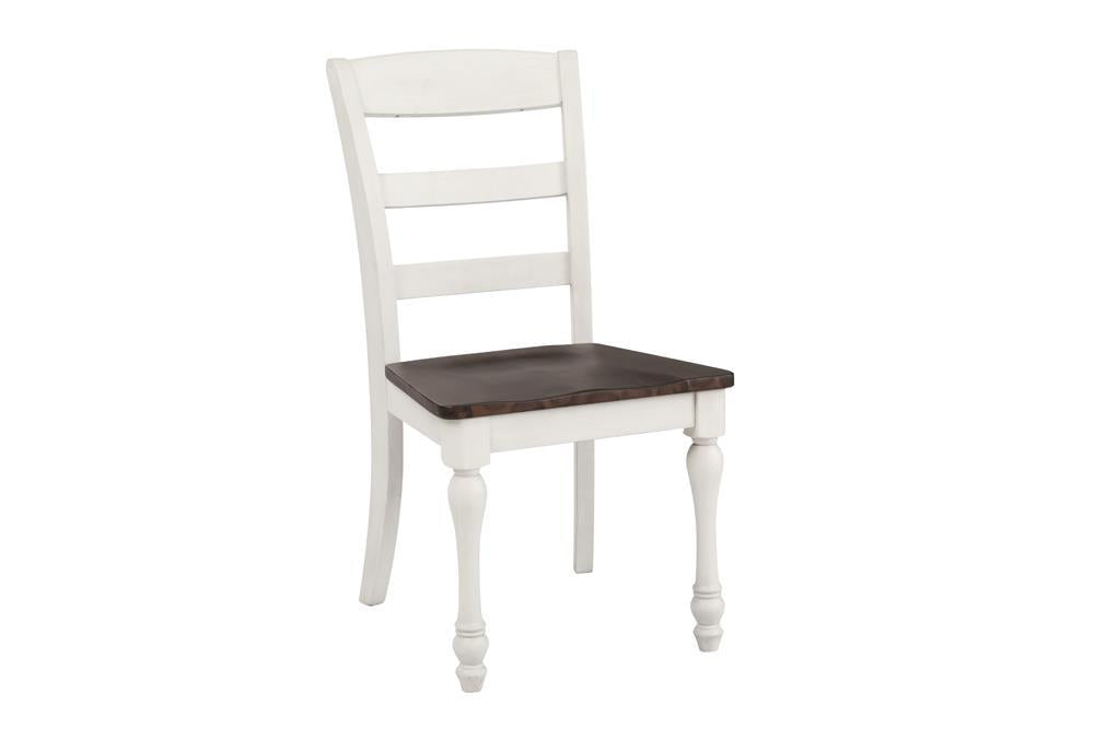 Madelyn Ladder Back Side Chairs Dark Cocoa and Coastal White (Set of 2) - Visions in Furniture (La Mirada, CA)