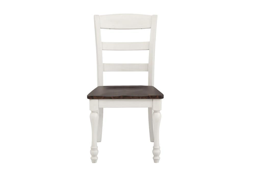 Madelyn Ladder Back Side Chairs Dark Cocoa and Coastal White (Set of 2) - Visions in Furniture (La Mirada, CA)