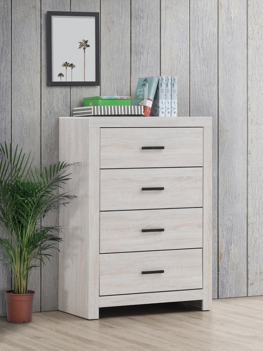 Brantford 4-drawer Chest Coastal White - Visions in Furniture (La Mirada, CA)