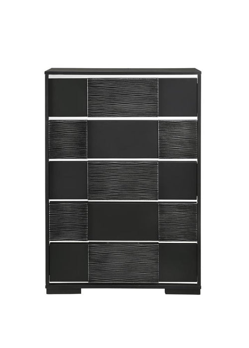 Blacktoft 5-drawer Chest Black - Visions in Furniture (La Mirada, CA)