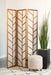 Mila Foldable 3-panel Screen Walnut and Linen - Visions in Furniture (La Mirada, CA)