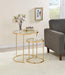 Maylin 2-piece Round Glass Top Nesting Tables Gold - Visions in Furniture (La Mirada, CA)