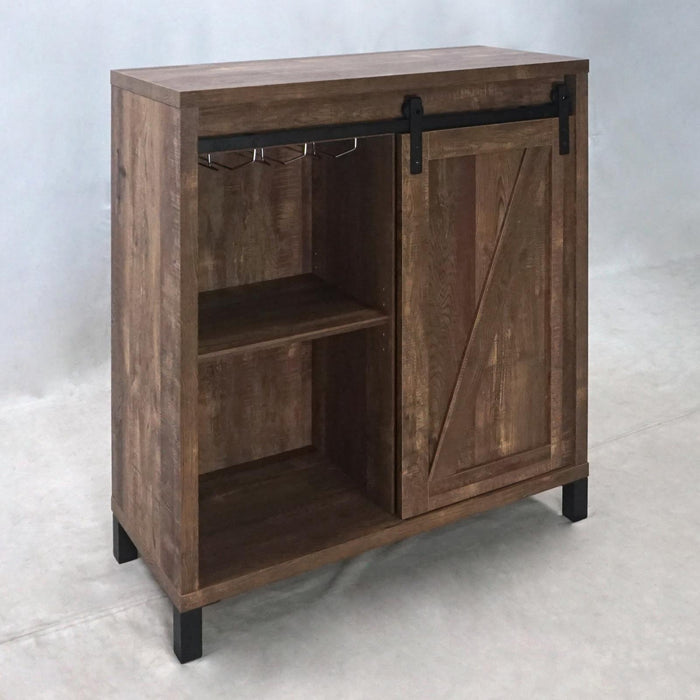 Arlington Bar Cabinet with Sliding Door Rustic Oak - Visions in Furniture (La Mirada, CA)