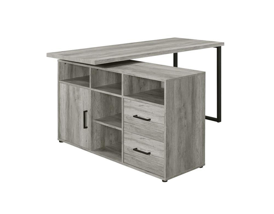 Hertford L-shape Office Desk with Storage Grey Driftwood - Visions in Furniture (La Mirada, CA)