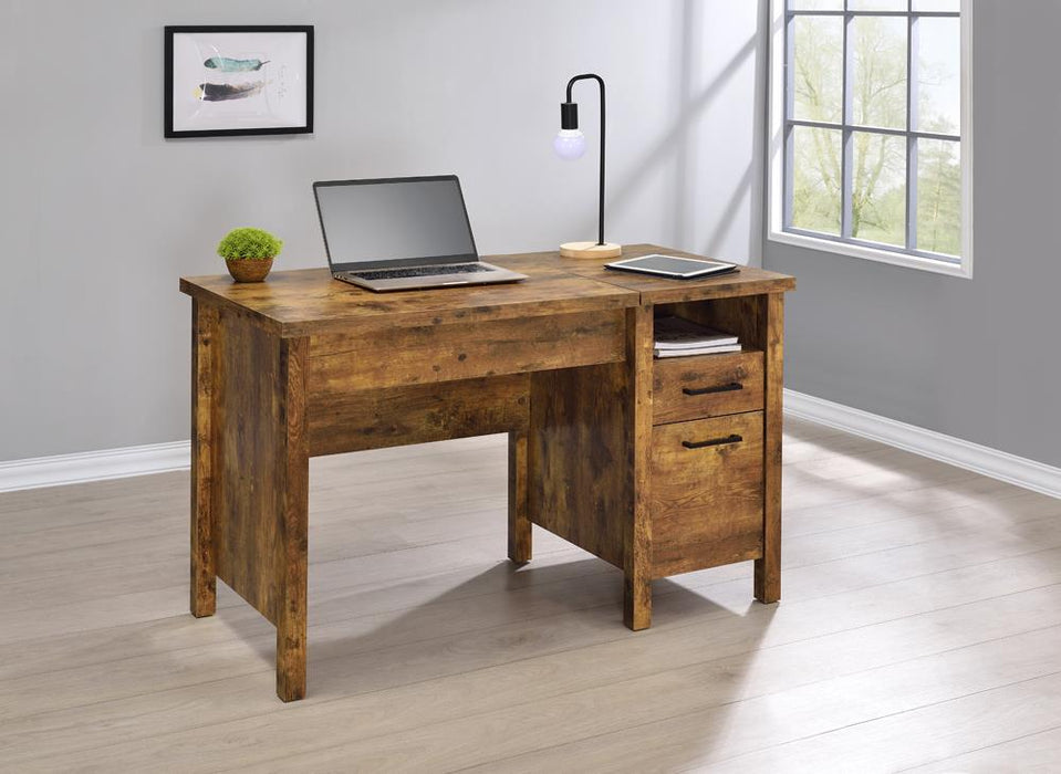 Delwin Lift Top Office Desk with File Cabinet Antique Nutmeg - Visions in Furniture (La Mirada, CA)