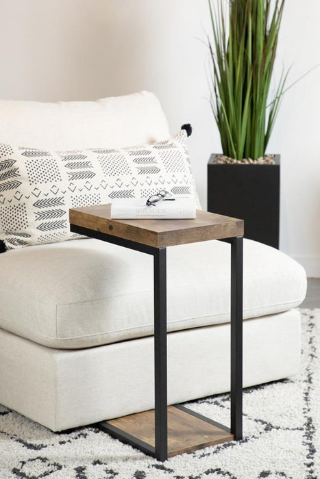 Beck C-Shape Snack Table Black and Antique Nutmeg - Visions in Furniture (La Mirada, CA)
