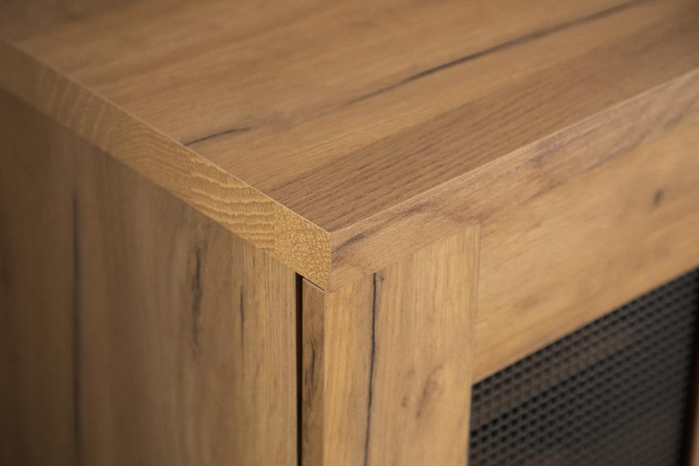 Bristol Metal Mesh Door Accent Cabinet Golden Oak - Visions in Furniture (La Mirada, CA)