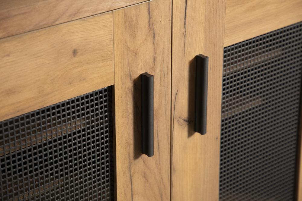 Bristol Metal Mesh Door Accent Cabinet Golden Oak - Visions in Furniture (La Mirada, CA)