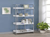Ember 4-shelf Bookcase White High Gloss and Chrome - Visions in Furniture (La Mirada, CA)