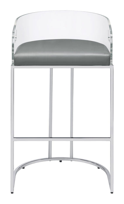 Thermosolis Acrylic Back Bar Stools Grey and Chrome (Set of 2) - Visions in Furniture (La Mirada, CA)