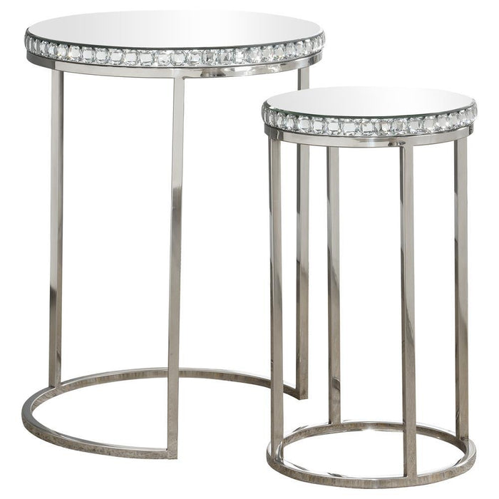 Addison 2-piece Round Nesting Table Silver - Visions in Furniture (La Mirada, CA)