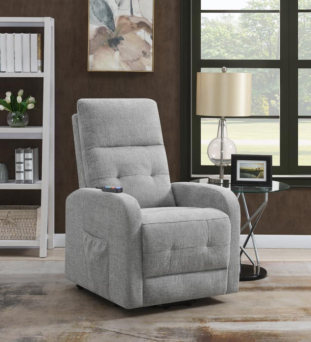 Howie Tufted Upholstered Power Lift Recliner Grey - Visions in Furniture (La Mirada, CA)