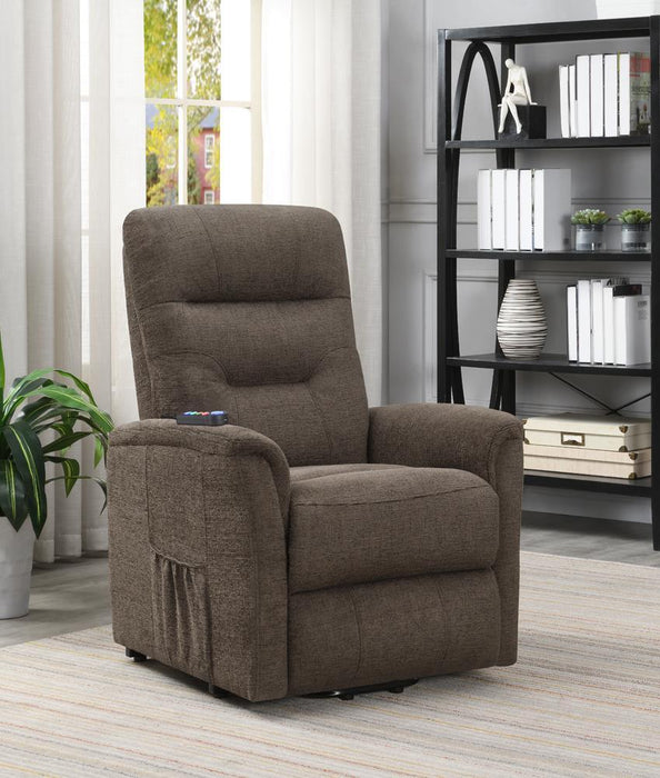 Henrietta Power Lift Recliner with Storage Pocket Brown - Visions in Furniture (La Mirada, CA)