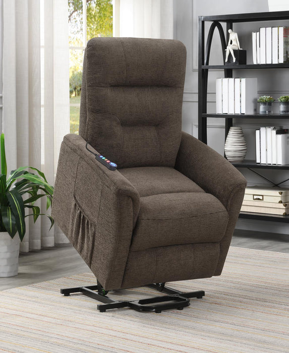 Henrietta Power Lift Recliner with Storage Pocket Brown - Visions in Furniture (La Mirada, CA)