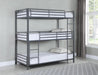 Maynard Metal Triple Twin Bunk Bed Gunmetal - Visions in Furniture (La Mirada, CA)