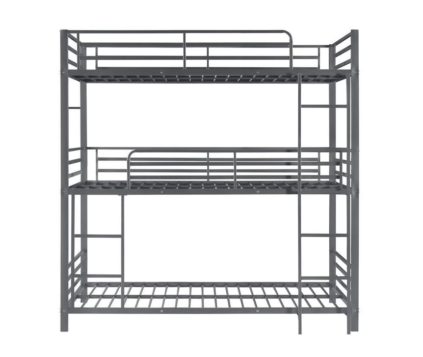 Maynard Metal Triple Twin Bunk Bed Gunmetal - Visions in Furniture (La Mirada, CA)
