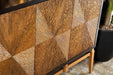 Zira Sunburst 4-door Accent Cabinet Brown and Antique Gold - Visions in Furniture (La Mirada, CA)