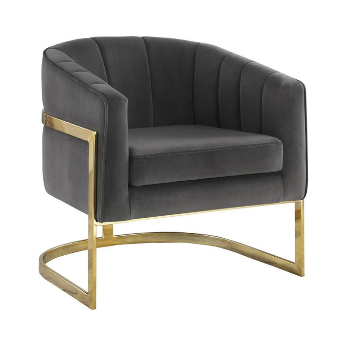 Joey Tufted Barrel Accent Chair Dark Grey and Gold - Visions in Furniture (La Mirada, CA)