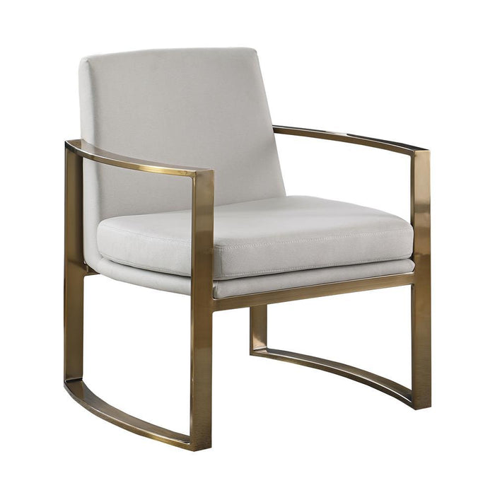Cory Concave Metal Arm Accent Chair Cream and Bronze - Visions in Furniture (La Mirada, CA)