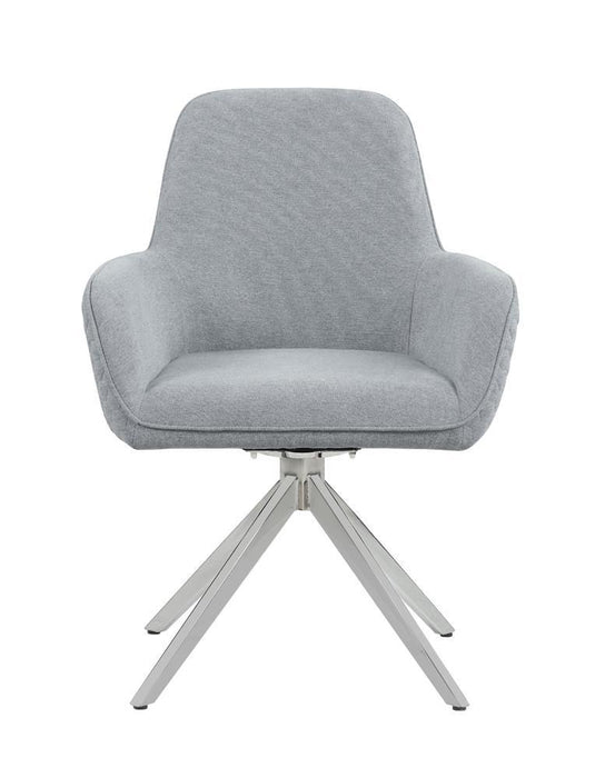 Abby Flare Arm Side Chair Light Grey and Chrome - Visions in Furniture (La Mirada, CA)