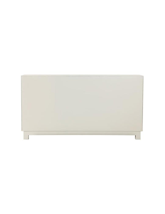 Voula Rectangular 4-door Accent Cabinet White and Gold - Visions in Furniture (La Mirada, CA)