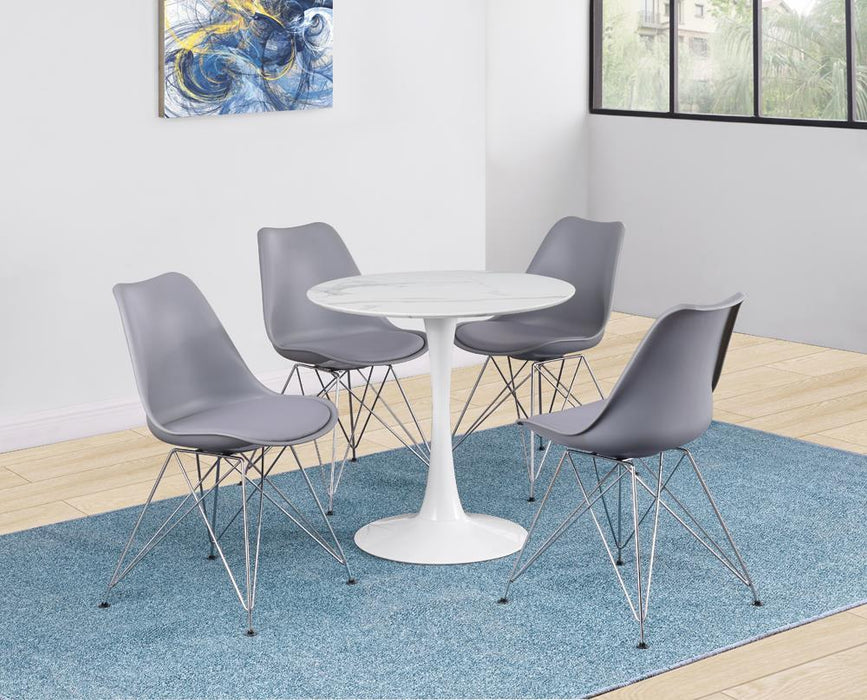 Arkell 30-inch Round Pedestal Dining Table White - Visions in Furniture (La Mirada, CA)