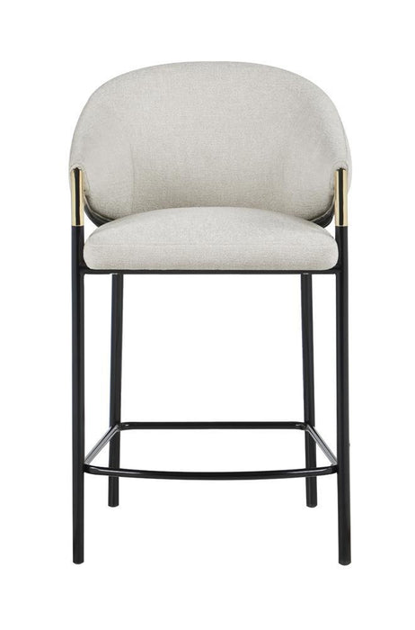Chadwick Sloped Arm Counter Height Stools Beige and Glossy Black (Set of 2) - Visions in Furniture (La Mirada, CA)