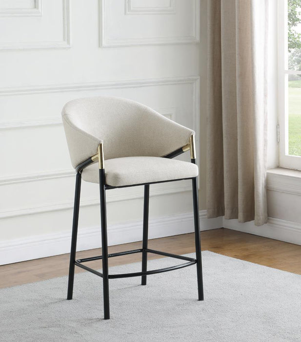 Chadwick Sloped Arm Counter Height Stools Beige and Glossy Black (Set of 2) - Visions in Furniture (La Mirada, CA)