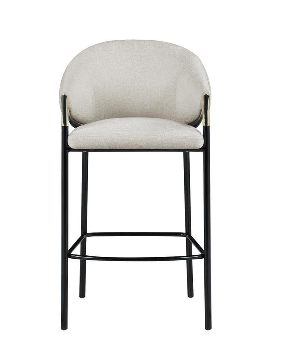 Chadwick Sloped Arm Bar Stools Beige and Glossy Black (Set of 2) - Visions in Furniture (La Mirada, CA)