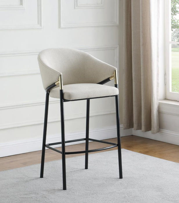 Chadwick Sloped Arm Bar Stools Beige and Glossy Black (Set of 2) - Visions in Furniture (La Mirada, CA)