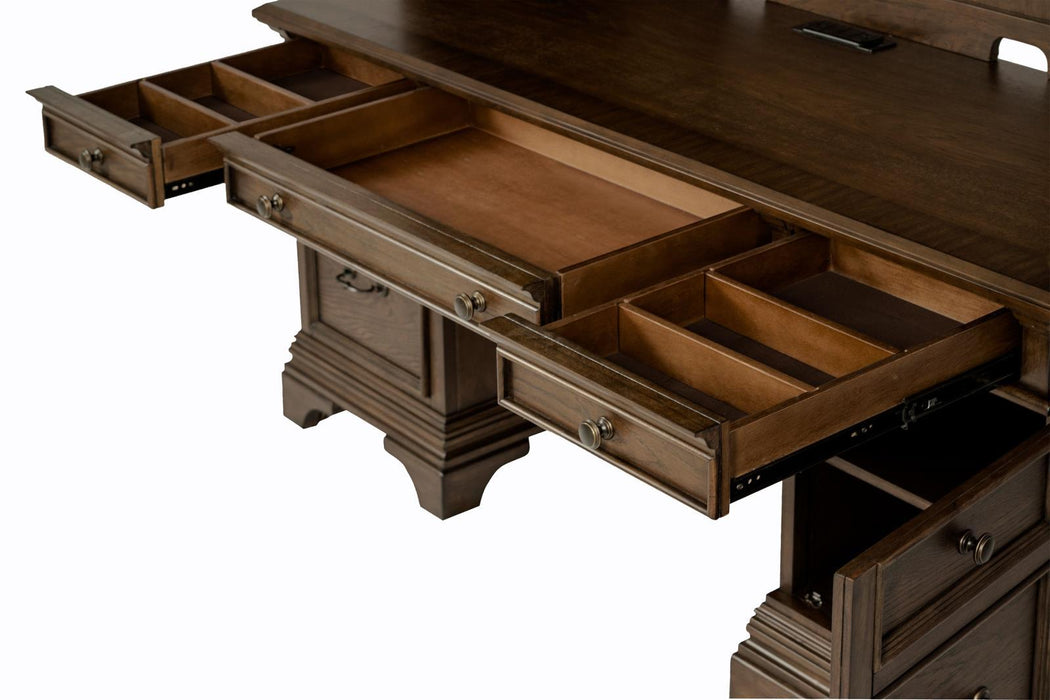 Hartshill Credenza with Hutch Burnished Oak - Visions in Furniture (La Mirada, CA)