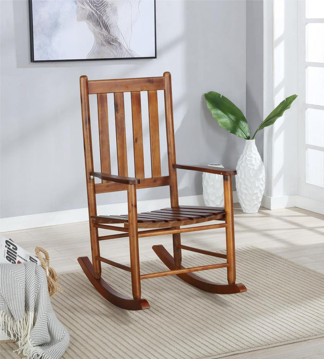Annie Slat Back Wooden Rocking Chair Golden Brown - Visions in Furniture (La Mirada, CA)