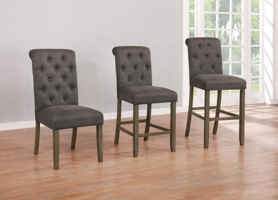 Balboa Tufted Back Counter Height Stools Grey and Rustic Brown (Set of 2) - Visions in Furniture (La Mirada, CA)