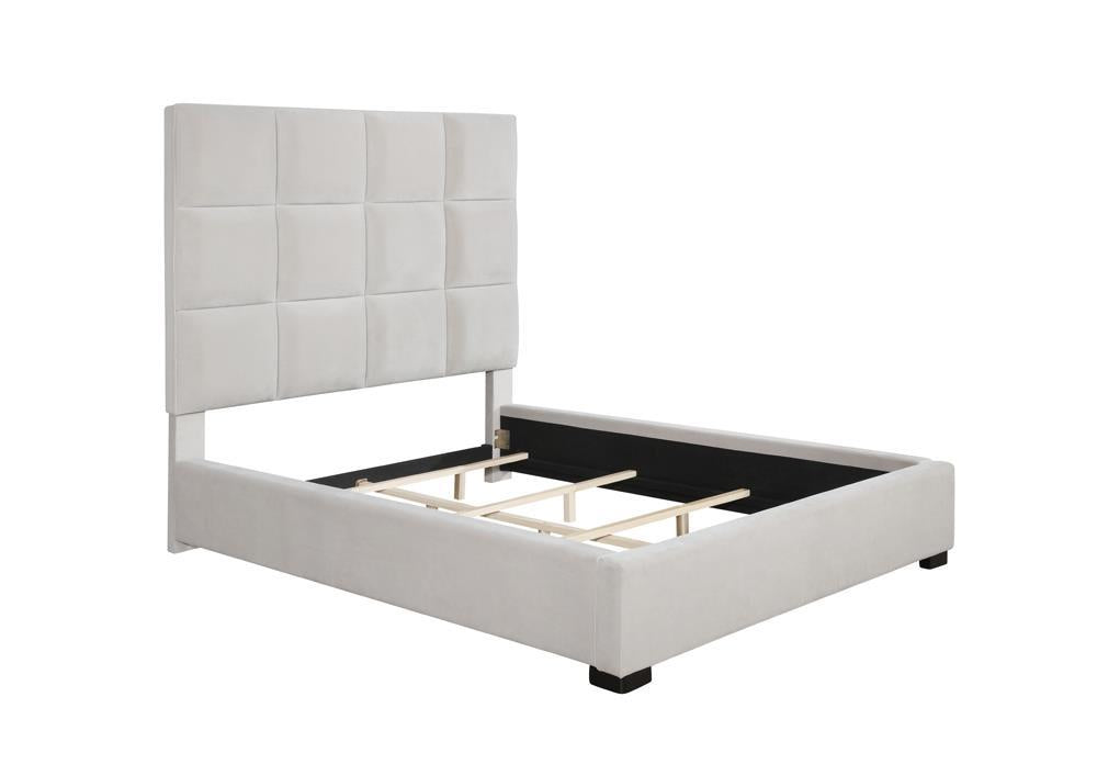 Panes Queen Tufted Upholstered Panel Bed Beige - Visions in Furniture (La Mirada, CA)