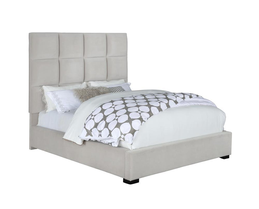 Panes Queen Tufted Upholstered Panel Bed Beige - Visions in Furniture (La Mirada, CA)