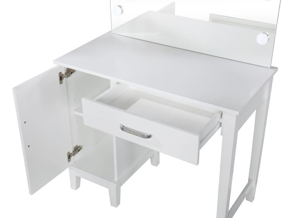 Elijah Vanity Set with LED Lights White and Dark Grey - Visions in Furniture (La Mirada, CA)