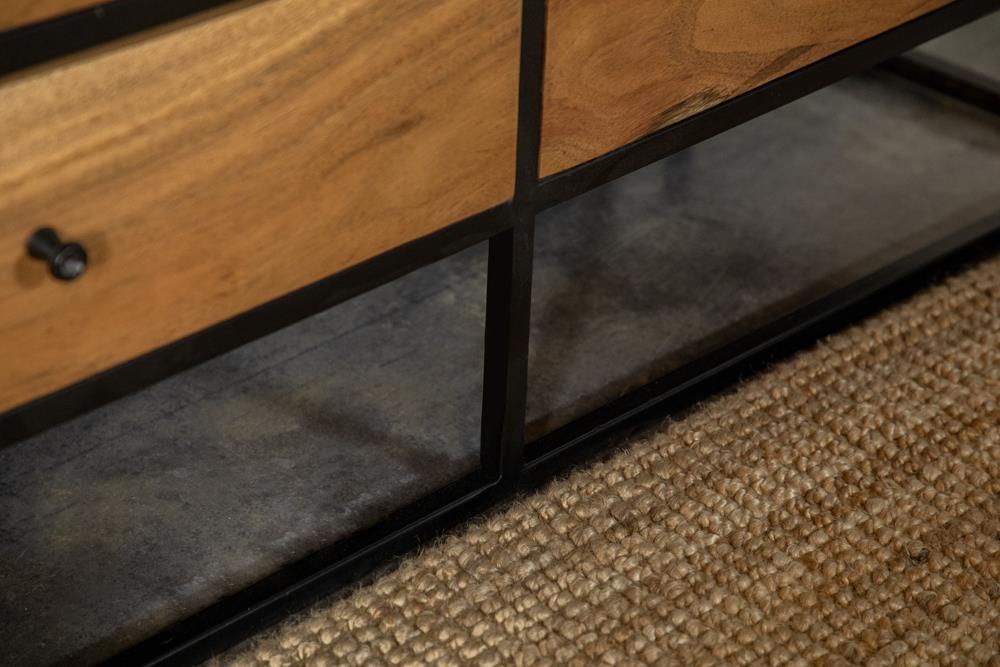 Belcroft 4-drawer Etagere Natural Acacia and Black - Visions in Furniture (La Mirada, CA)
