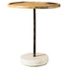 Ginevra Round Wooden Top Accent Table Natural and White - Visions in Furniture (La Mirada, CA)