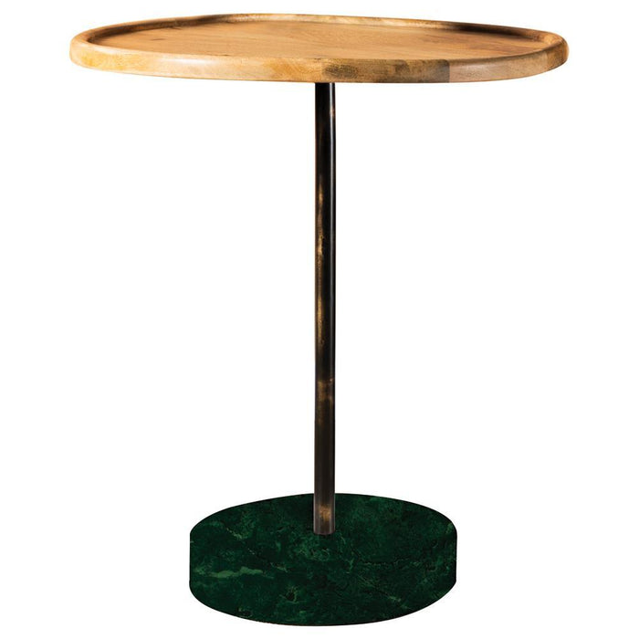 Ginevra Round Marble Base Accent Table Natural and Green - Visions in Furniture (La Mirada, CA)