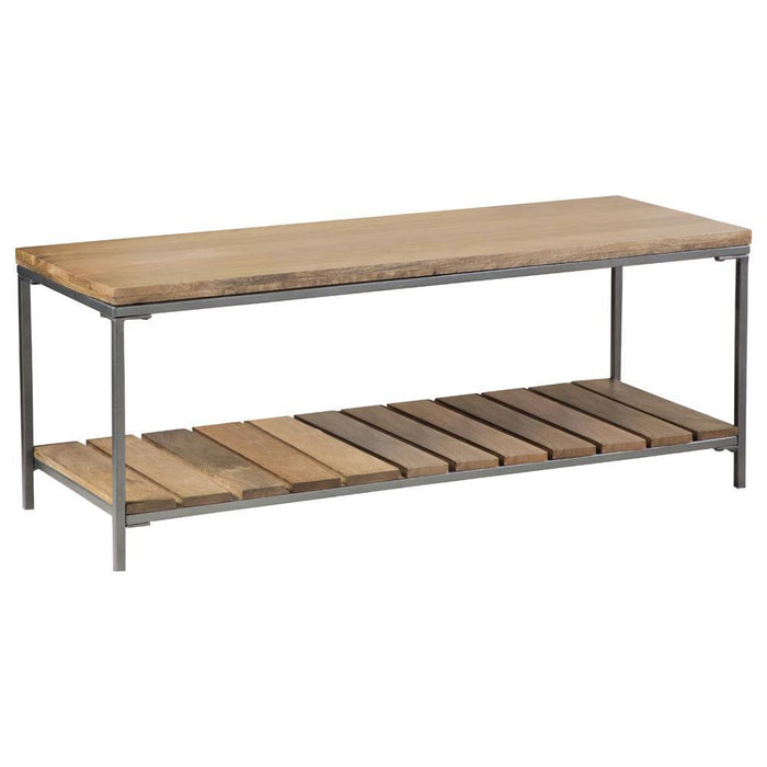 Gerbera Accent Bench with Slat Shelf Natural and Gunmetal - Visions in Furniture (La Mirada, CA)