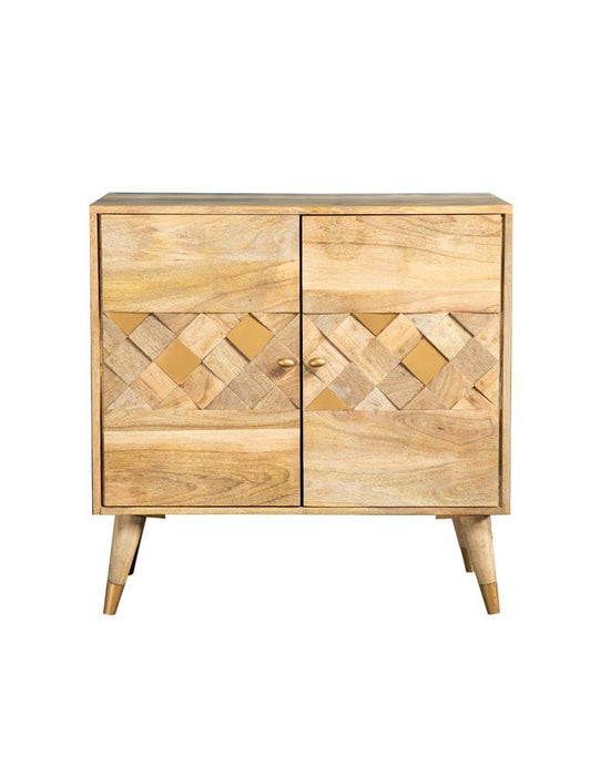 Alyssum Checkered Pattern 2-door Accent Cabinet Natural - Visions in Furniture (La Mirada, CA)