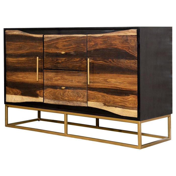 Zara 2-drawer Accent Cabinet Black Walnut and Gold - Visions in Furniture (La Mirada, CA)