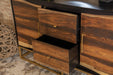 Zara 2-drawer Accent Cabinet Black Walnut and Gold - Visions in Furniture (La Mirada, CA)