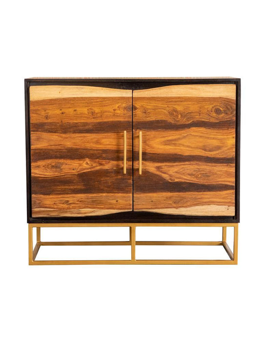 Zara 2-door Accent Cabinet Black Walnut and Gold - Visions in Furniture (La Mirada, CA)
